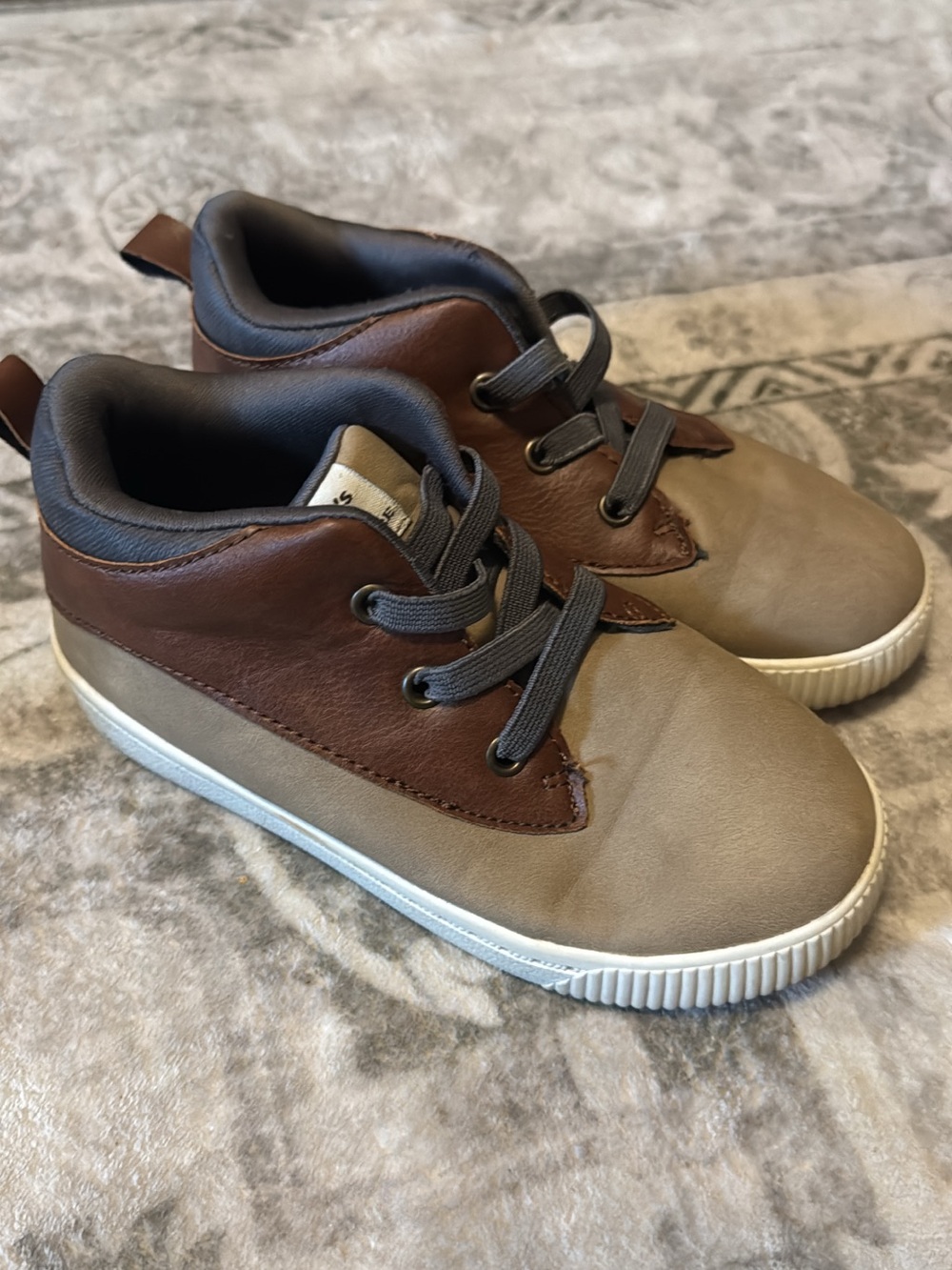 Kids Casual High-Top Sneakers in Brown and Tan